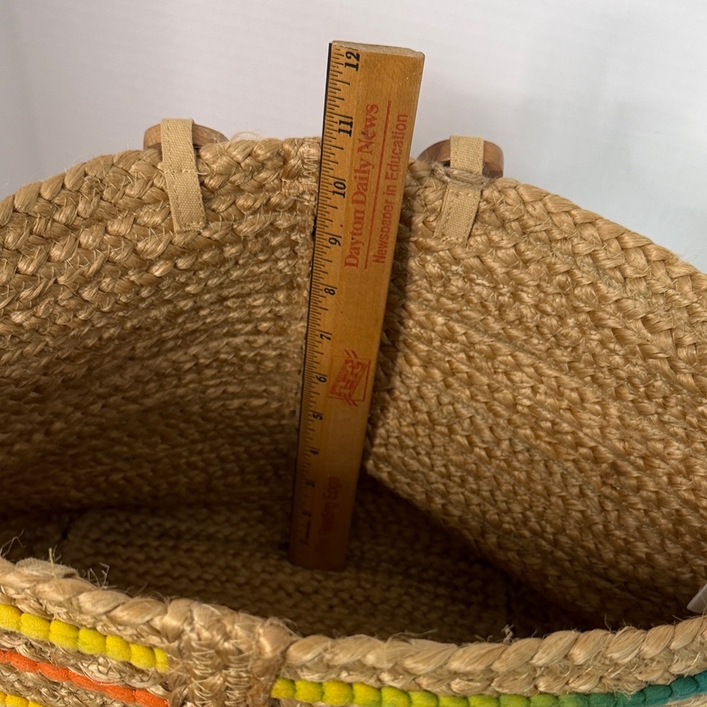 Antik Kraft Handwoven Jute Tote with Colorful Stripe Accents NWT - Picture 13 of 16